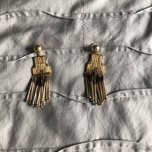 Gold beaded tassel earrings NWT